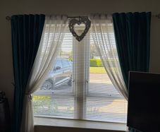 teal blue curtains