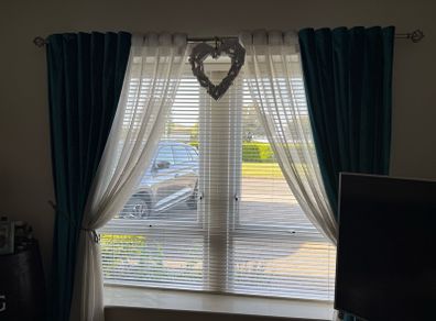 teal blue curtains