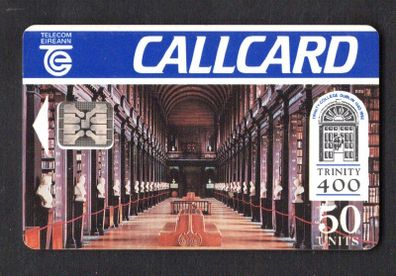1992 Ireland 50 unit 400 Years of Trinity College's existence showing Trinity Library Marlborough Street address (Schlumberger) Call Card Used. Telecom Eireann card number 1037