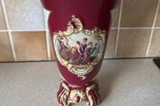 Tester Ornate Porcelain Burgundy Red/ Gold 10.5" handpainted Vase