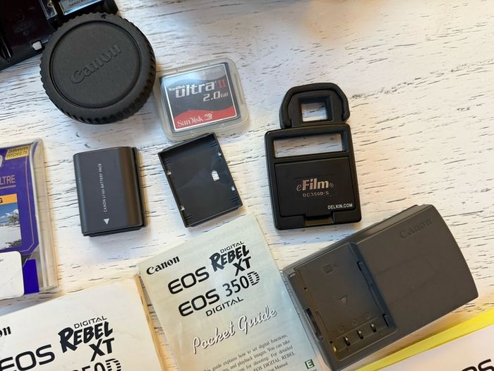 Canon EOS Rebel XT with 18-55mm lense and extras