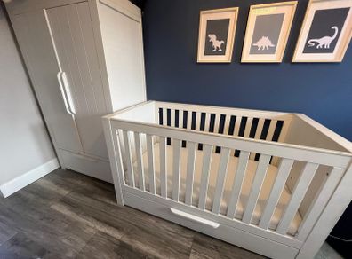 Mamas and Papa Franklin Nursery Cotbed and Wardrobe