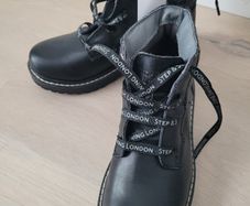 Black real leather lace ankle boots. New. Size 34EUR/ 2UK