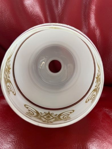 Glass Ceiling light Shade Vintage. Milky Finish With Gold Tones And Gold Frost Detail & Gold  Trim. Is really Beautiful Hung
