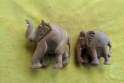 Wooden Elephant ornament pair