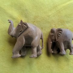 Wooden Elephant ornament pair
