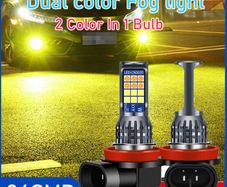 2Pcs Two Colours White Yellow 3000k 6000k Fog Lamp H11 H8 24SMD 3030 LED Auto Headlight Car Anti Fog Light Bulb