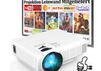 Mini Projector 6500 Lux, Video Projector Compatible with TV Stick Smartphone Tablet HDMI VGA USB AV TF Home Cinema Projector, White