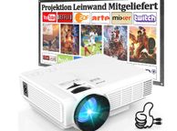 main image for ad Mini Projector 6500 Lux, Video Projector Compatible with TV Stick Smartphone Tablet HDMI VGA USB AV TF Home Cinema Projector, White