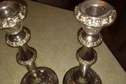 Set of tow silver plated candle holder.  23.5 cm. tall