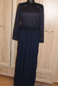 Sensuelles navy lace long sleeve maxi dress size UK12 EU40 Postage included