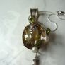 Large Modern Statement Citrine, Peridot & Pearl Pendant with Chain. Sterling Silver Image 9