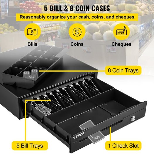 12V Cash Register Drawer, 5 Bill & 8 Coin