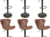Set of 6  Bar Stools, Brown Faux Leather Bar Chair, Vintage Bar Chair,