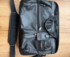 TUMI Leather Deluxe Laptop Bag Black