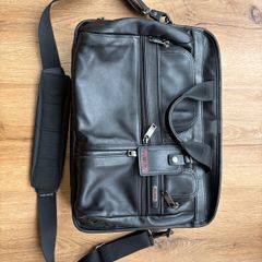 TUMI Leather Deluxe Laptop Bag Black