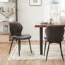 _Set of 2 Dining Room Chairs, Kitchen Chairs, Upholstered Chairs, Water Resistant, Easy Care, Faux Leather Cover for Living Room, Bedroom, Gray Image 2