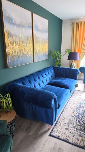 Gosford Large Navy Button Sofa