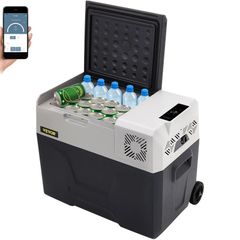 Car Refrigerator, 12 Volt Car Refrigerator Fridge, 30 L Single Zone Portable Freezer with Wheels and Handle, -4F-68F, 12/24V DC and 100-240V AC Compressor Cooler for Outdoor, Camping