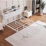 4ft6 Floating Double Bed Frame Upholstered Platform Bed with Storage Shelf Headboard,Charging Station/LED Lights,Metal Slat Support/Noise Free,No Box Spring Needed,135x190 Double Size,White Image 2