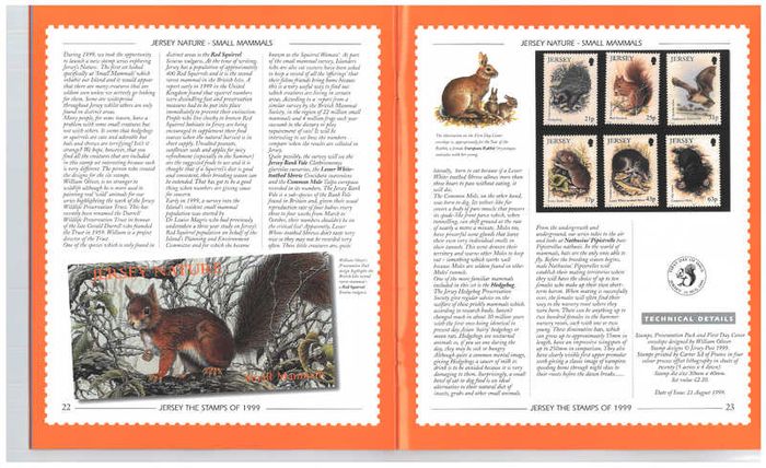 1999 Jersey (Channel Islands) Stamp Year Book (softback) issued by Jersey Post with 16 images of contents
