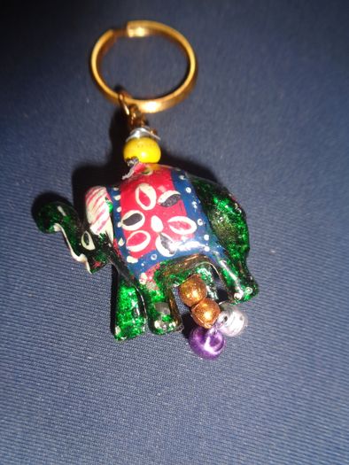 Hand Painted Indian Elephant Key Rings x 2 for Sale