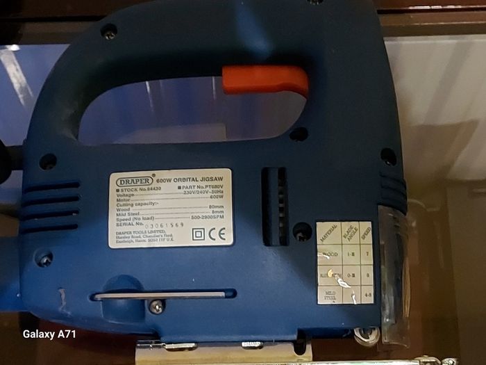 Draper 600W Orbital Jigsaw Model PT680V in excellent condition