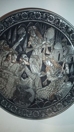 Vintage Persian pewter and brass plates