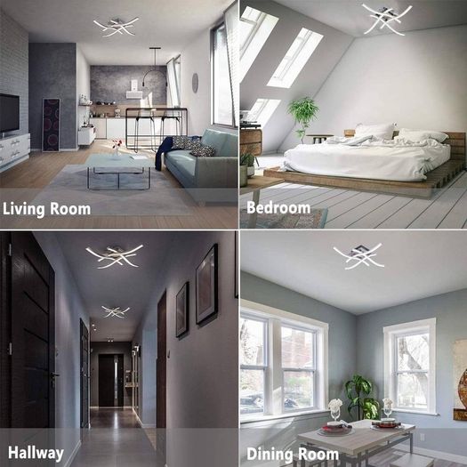 NEW SALE | LED Ceiling Light, Elegant Curved Design 4 Built-in LED Boards, 28W Cool White Light 6000K,Modern Ceiling Fixture for Living Rooms, Kitchen Hallway and Bedroom,2000 Lumens