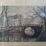 Collectible Original Antique Etching titled "Amsterdam Reguliersgracht" by artist Maarten Langbroek, dated 1920 Image 2