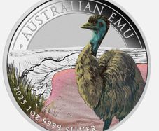 The Perth Mint Australian Emu 2025 1oz Silver Coloured Coin with Coa In Original Case and Box