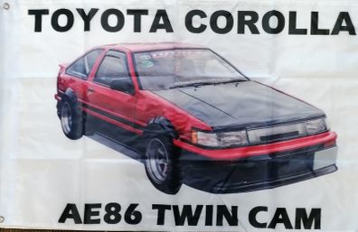 Toyota Corolla Levin AE86 twin cam flag Red and Black.