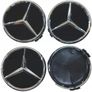 4 x Alloy Wheel Centre Caps 75mm for Mercedes Benz New Black Gloss Image 2