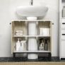 Modern under-sink cabinet metal base double door 60 x 30 x 60 cm - white and wood color Image 7