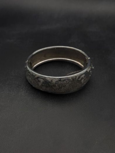 Rare Sterling Silver Chunky Chester Bangle, 1947