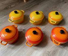 Set of six mini cocottes