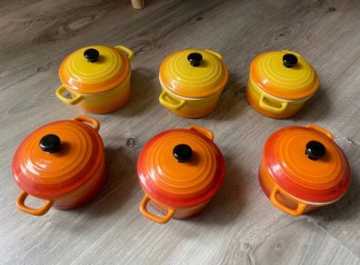Set of six mini cocottes