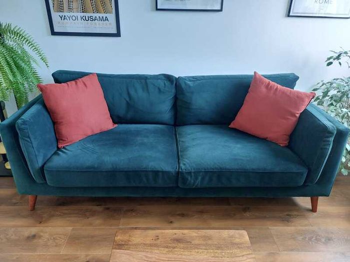 EZ Living Green Velvet Two Seater Sofa