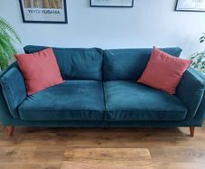 EZ Living Green Velvet Two Seater Sofa