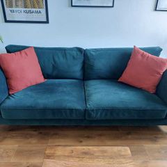 EZ Living Green Velvet Two Seater Sofa