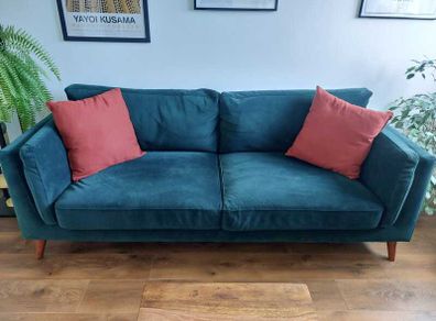 EZ Living Green Velvet Two Seater Sofa