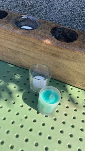 Old vintage wooden candle holder
