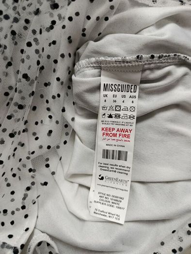 Missquided white/black dot mini dress
