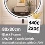 LED Bathroom Mirror Round 80cm Antifog Bluetooth Image 2