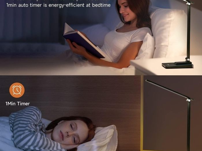 Desk Lamp LED Table Lamp,15 Modes LED Desk Lamp,Dimmable Bedside Lamps with Timer,Multi-Powered Desk Lamps for Study Lamp Reading Light,Adjustable Desk Light,Black Desk Lamp for Bedroom,Home,Office