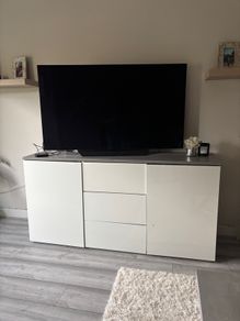 White Sideboard / TV Unit with Grey Top
