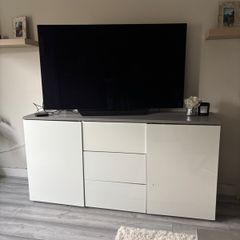 White Sideboard / TV Unit with Grey Top