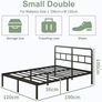 Small Double Bed Frame 4ft with Curved Headboard, 3/4 Bed Metal with Steel Slats, 36 cm High Image 2