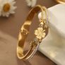 Four Leaf Clover Crystal Gold Bracelet Bangle Image 3