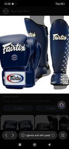 Brand new navy Fairtex set gloves shin pads and gloves